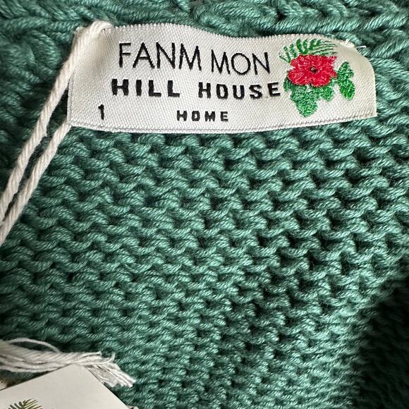 Fanm Mon x Hill House Winter Bloom Blue Rose Cardigan Hunter Green - Picture 8 of 9